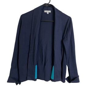 John Smedley Sea Island Cotton Cardigan Sweater Womens Medium Navy Open